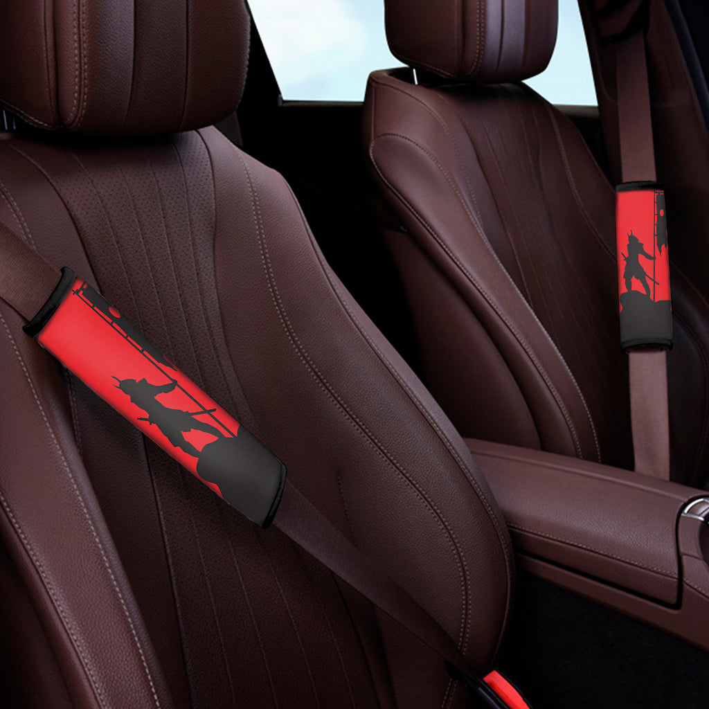 Red Sun Samurai Print Car Seat Belt Covers