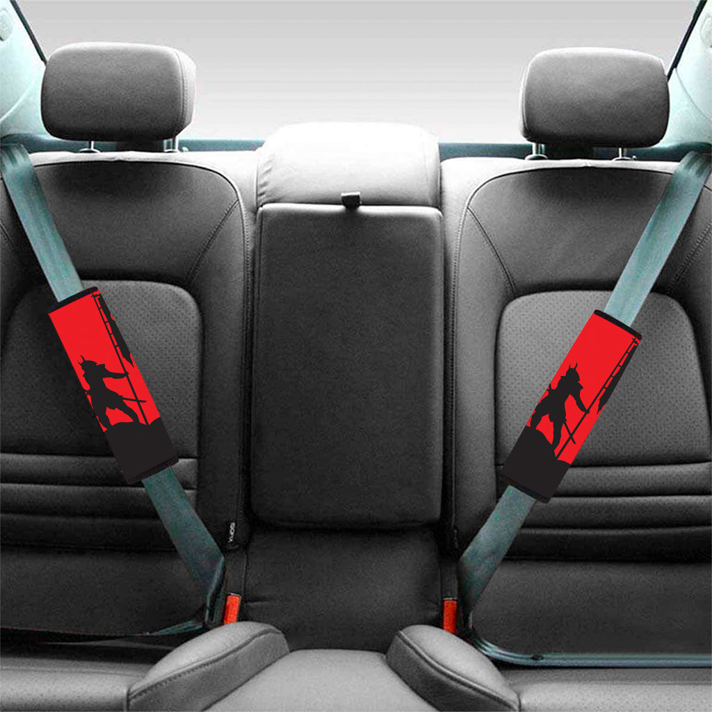 Red Sun Samurai Print Car Seat Belt Covers