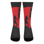 Red Sun Samurai Print Crew Socks