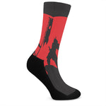 Red Sun Samurai Print Crew Socks