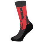 Red Sun Samurai Print Crew Socks