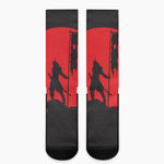 Red Sun Samurai Print Crew Socks