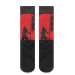 Red Sun Samurai Print Crew Socks