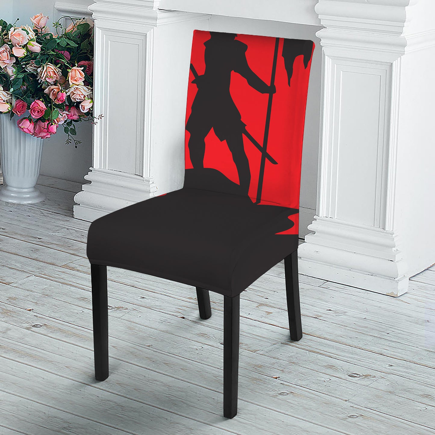 Red Sun Samurai Print Dining Chair Slipcover