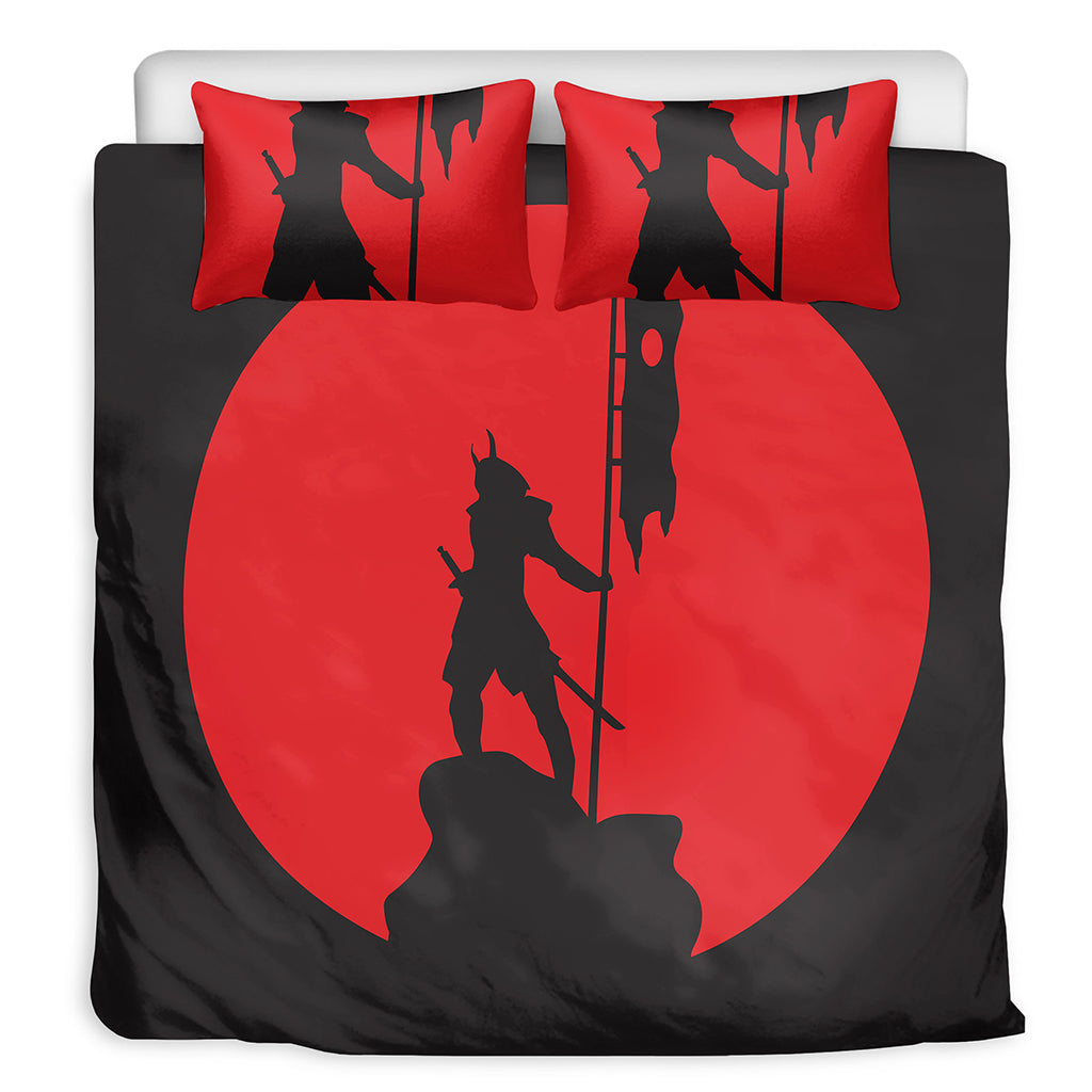 Red Sun Samurai Print Duvet Cover Bedding Set