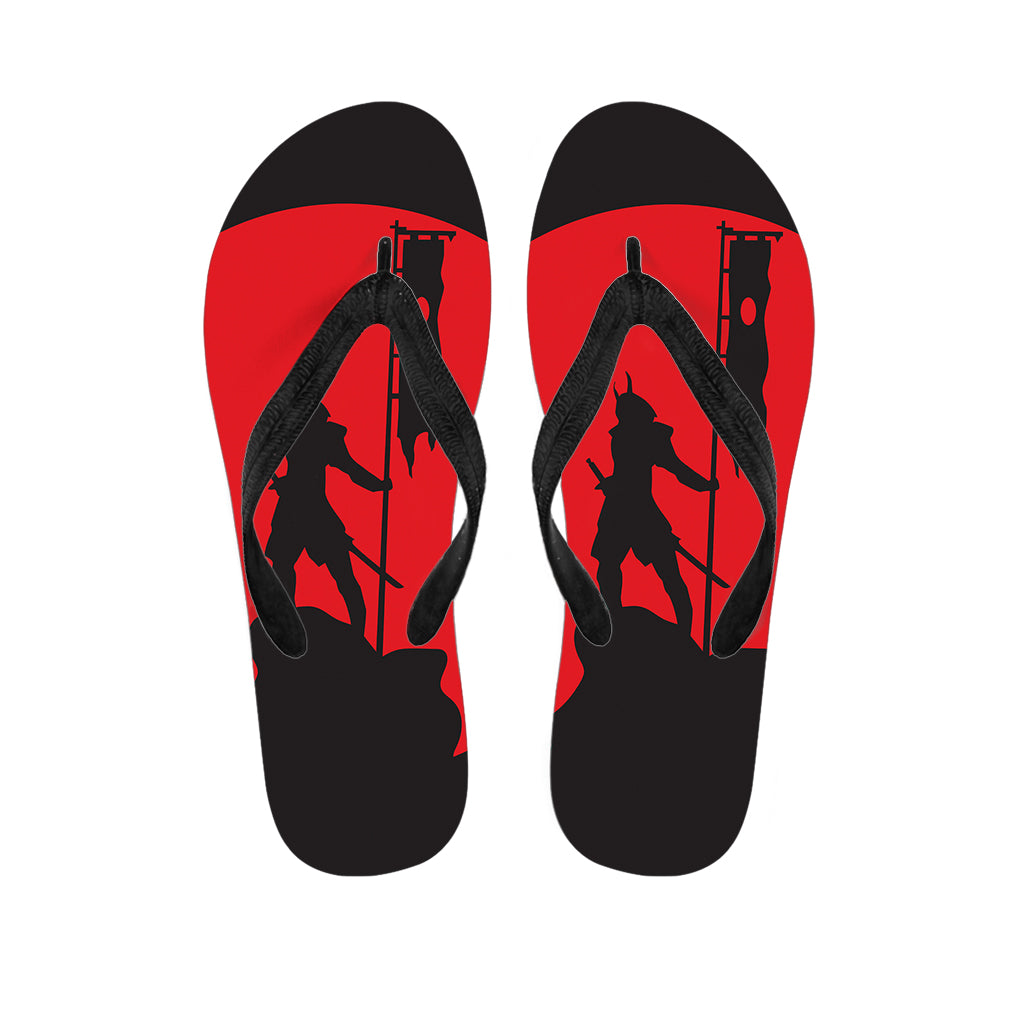 Red Sun Samurai Print Flip Flops