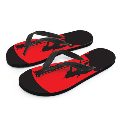 Red Sun Samurai Print Flip Flops
