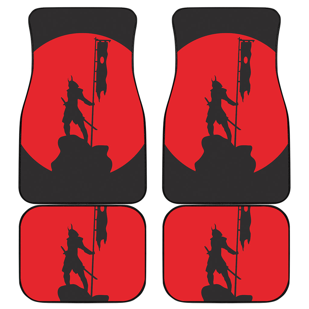 Red Sun Samurai Print Front and Back Car Floor Mats