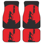 Red Sun Samurai Print Front and Back Car Floor Mats