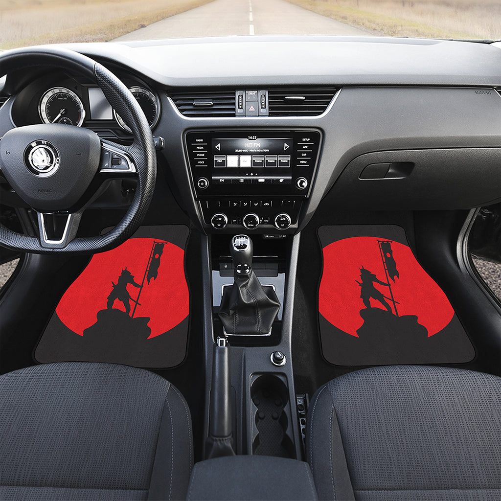 Red Sun Samurai Print Front and Back Car Floor Mats