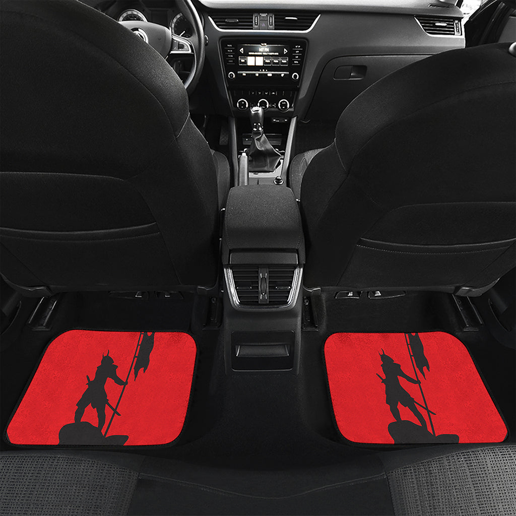 Red Sun Samurai Print Front and Back Car Floor Mats