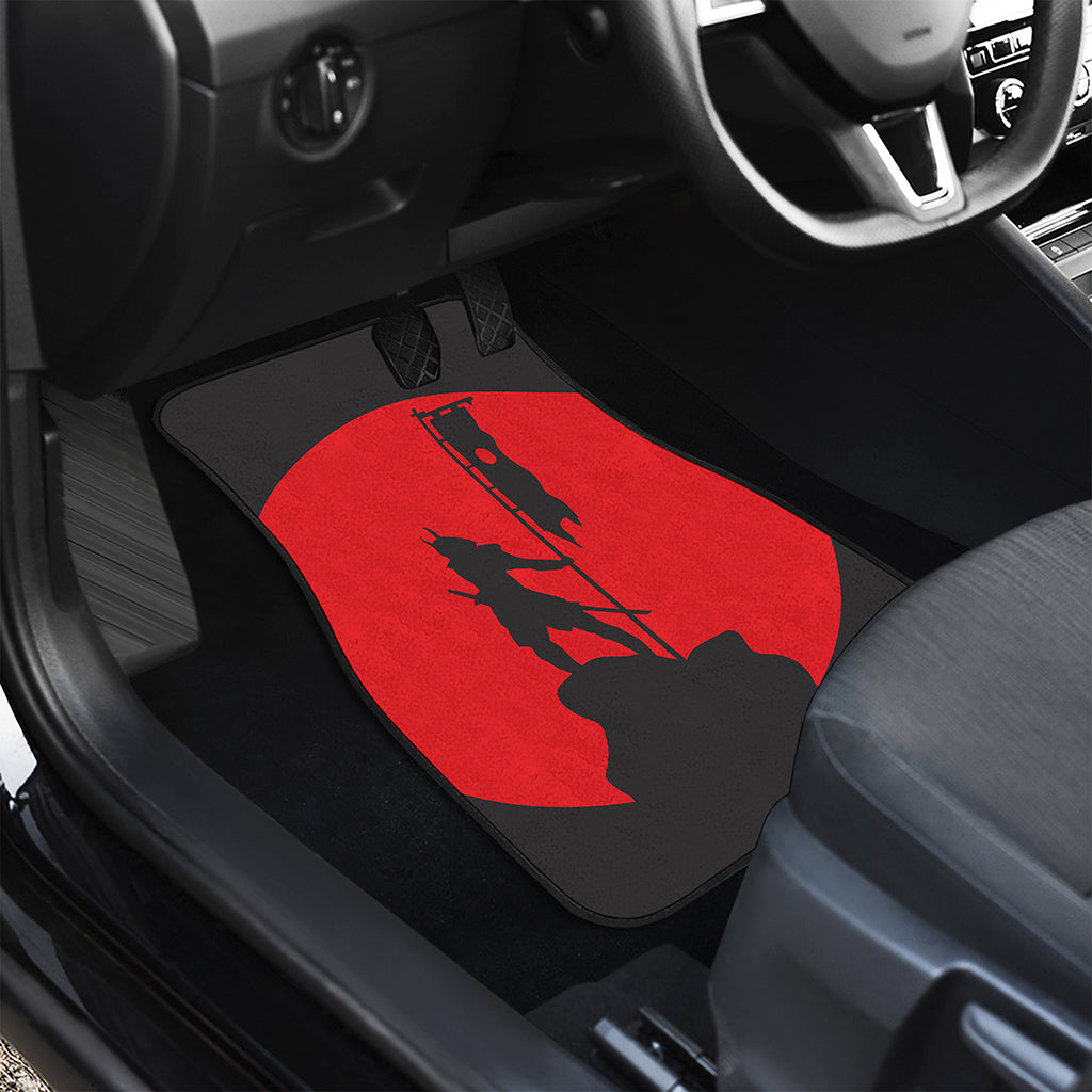 Red Sun Samurai Print Front and Back Car Floor Mats