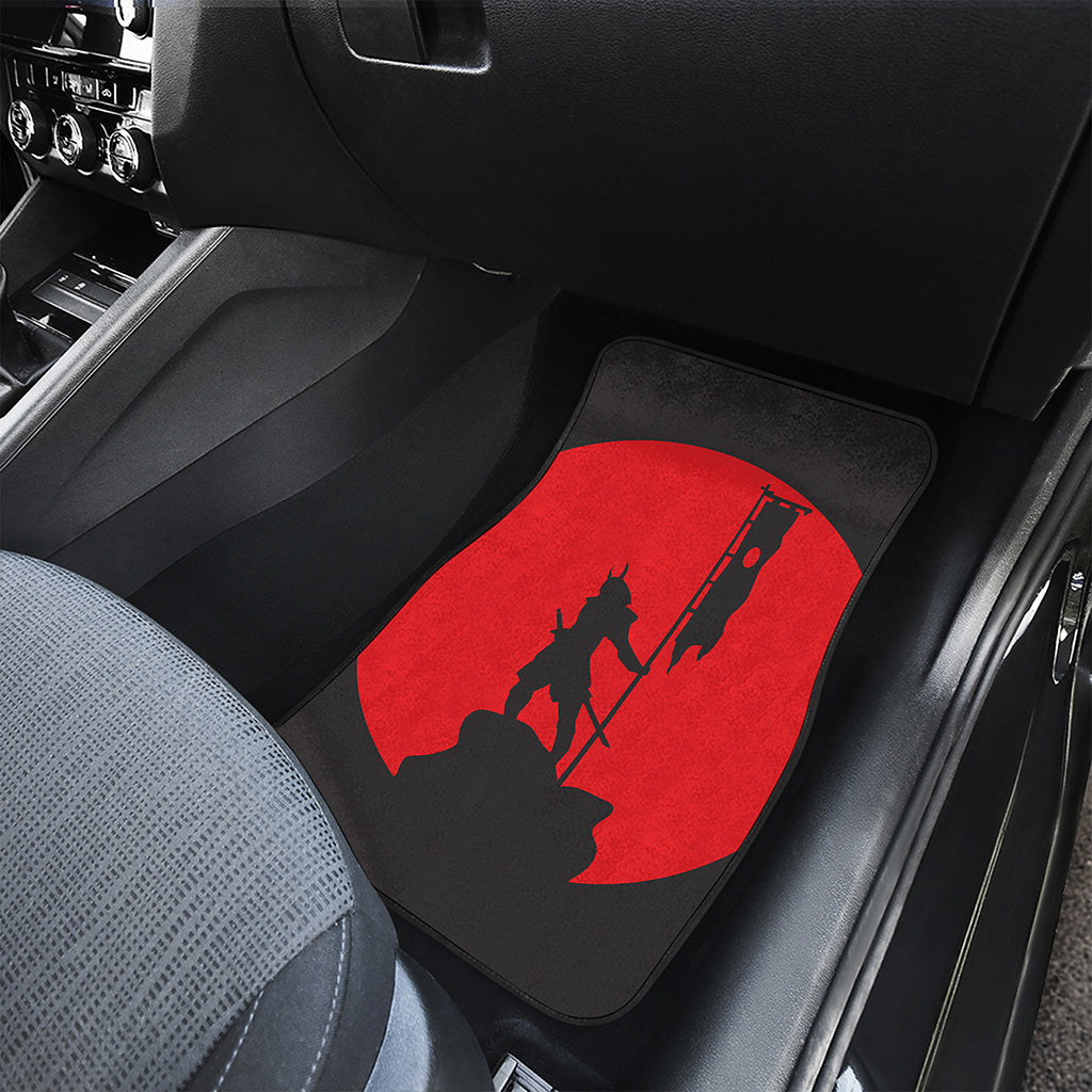 Red Sun Samurai Print Front and Back Car Floor Mats