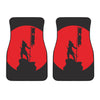 Red Sun Samurai Print Front Car Floor Mats