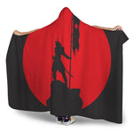 Red Sun Samurai Print Hooded Blanket