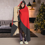 Red Sun Samurai Print Hooded Blanket