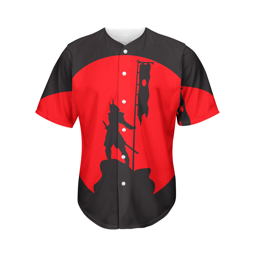 Red Sun Samurai Print Men's Baseball Jersey