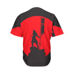 Red Sun Samurai Print Men's Baseball Jersey