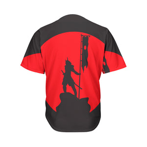 Red Sun Samurai Print Men's Baseball Jersey