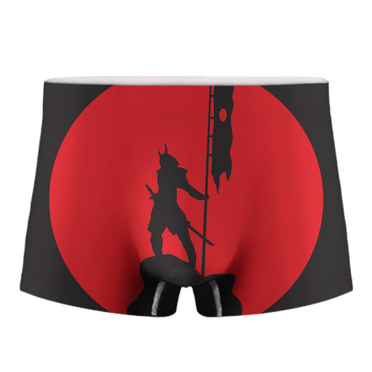 Red Sun Samurai Print Men's Boxer Briefs