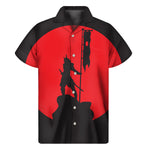 Red Sun Samurai Print Men's Short Sleeve Shirt