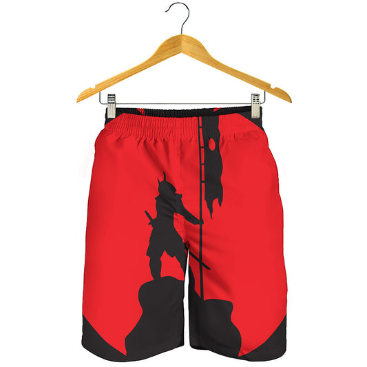 Red Sun Samurai Print Men's Shorts