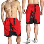 Red Sun Samurai Print Men's Shorts