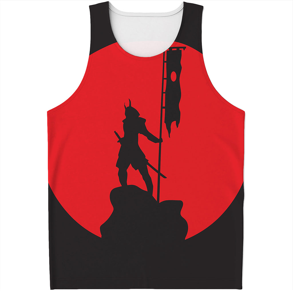 Red Sun Samurai Print Men's Tank Top