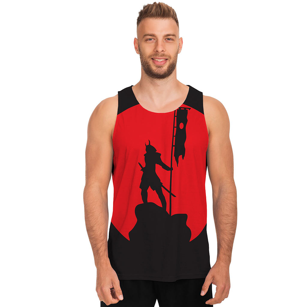 Red Sun Samurai Print Men's Tank Top