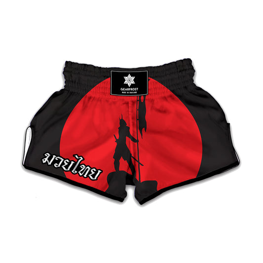 Red Sun Samurai Print Muay Thai Boxing Shorts