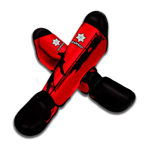 Red Sun Samurai Print Muay Thai Shin Guard