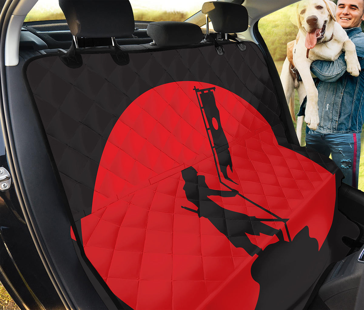 Red Sun Samurai Print Pet Car Back Seat Cover