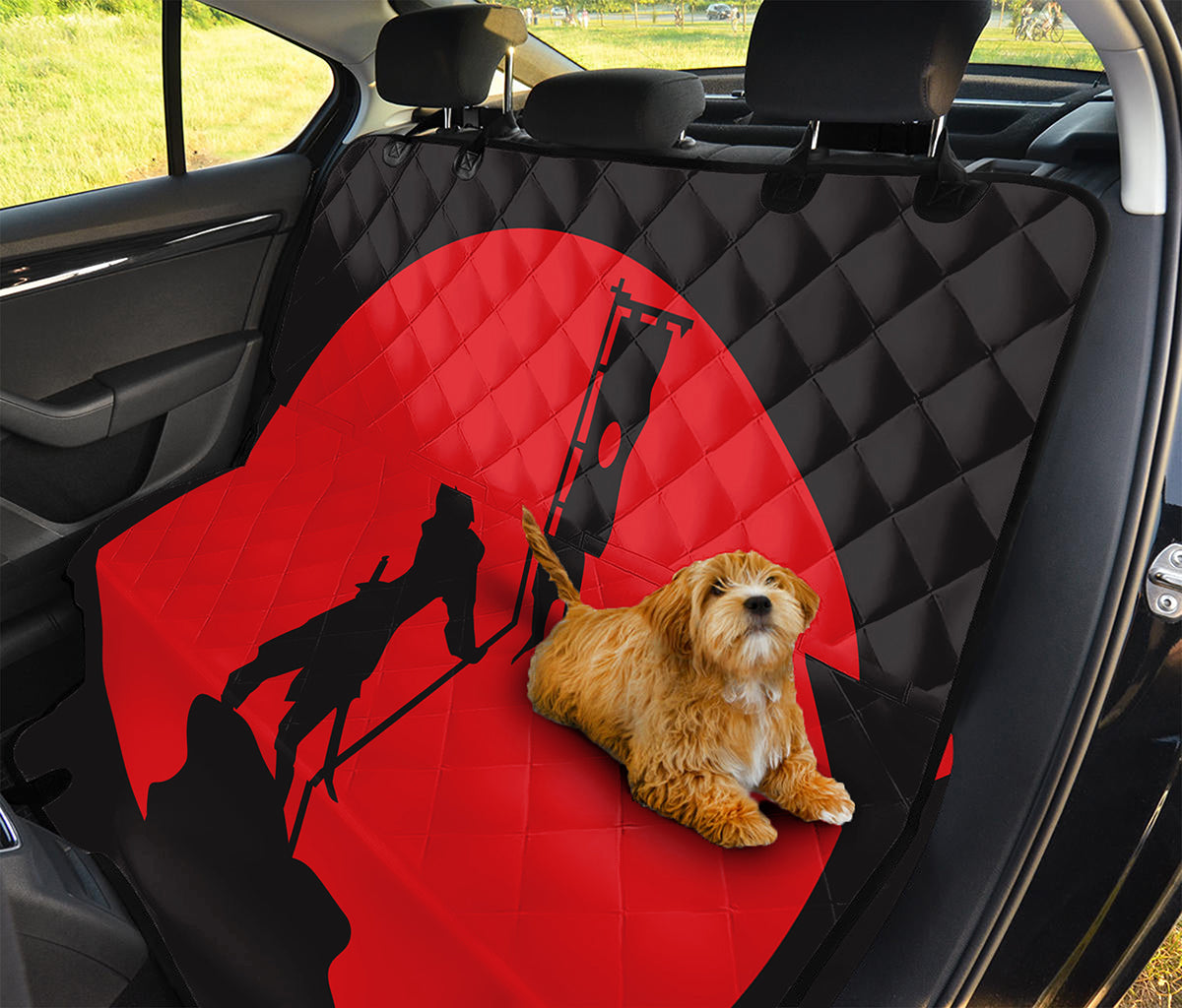 Red Sun Samurai Print Pet Car Back Seat Cover