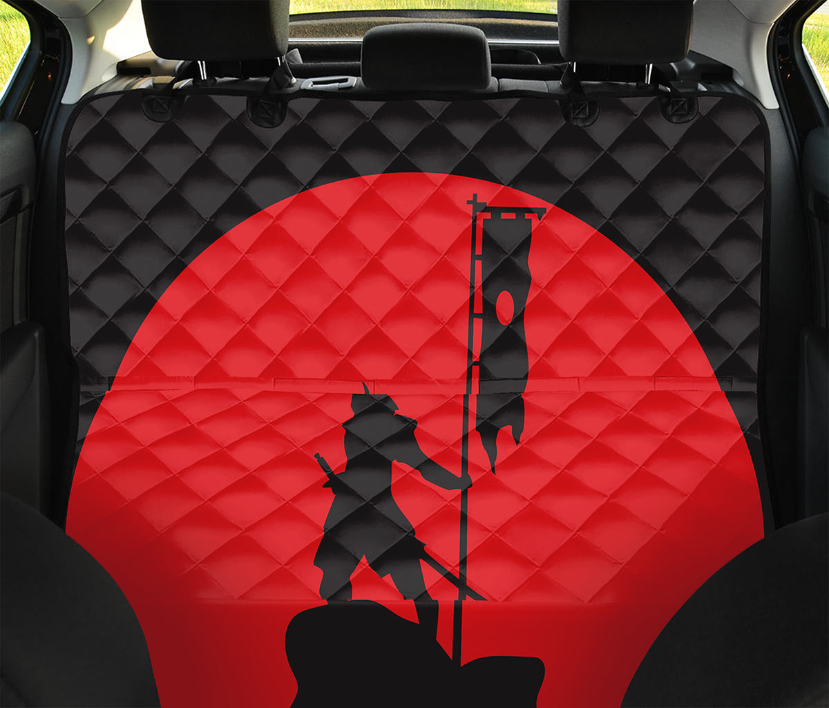 Red Sun Samurai Print Pet Car Back Seat Cover