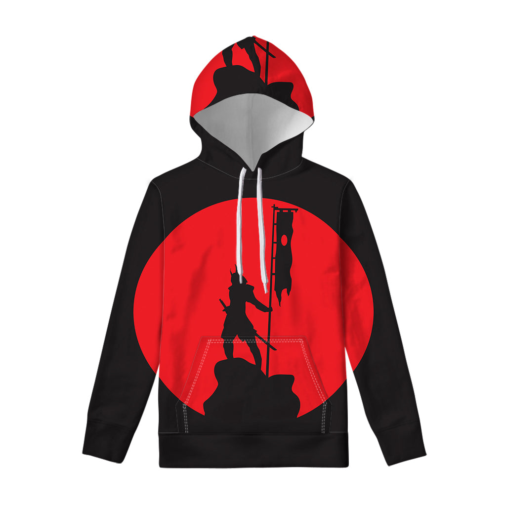 Red Sun Samurai Print Pullover Hoodie