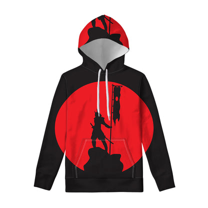 Red Sun Samurai Print Pullover Hoodie