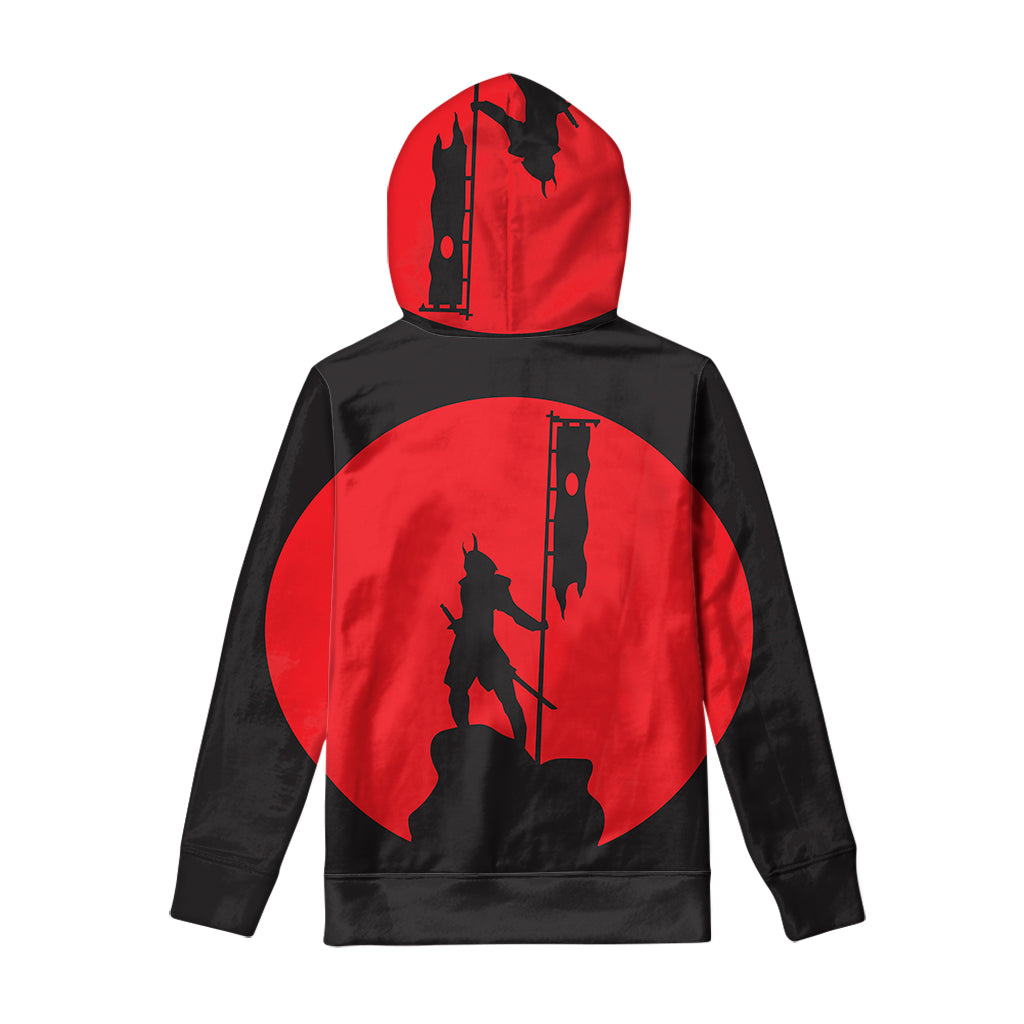 Red Sun Samurai Print Pullover Hoodie