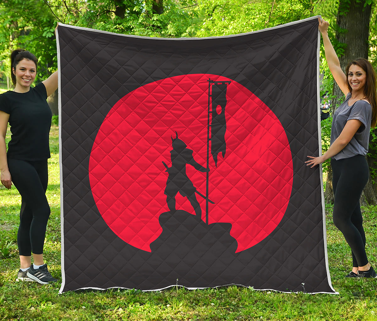 Red Sun Samurai Print Quilt