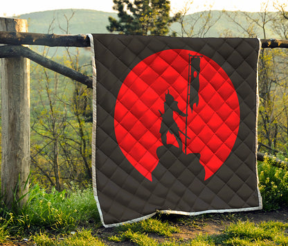 Red Sun Samurai Print Quilt