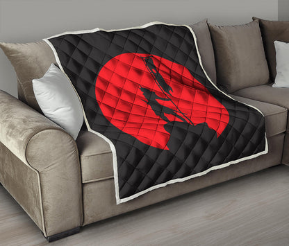 Red Sun Samurai Print Quilt