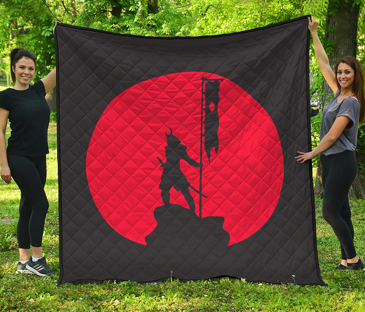 Red Sun Samurai Print Quilt