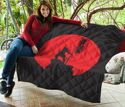 Red Sun Samurai Print Quilt