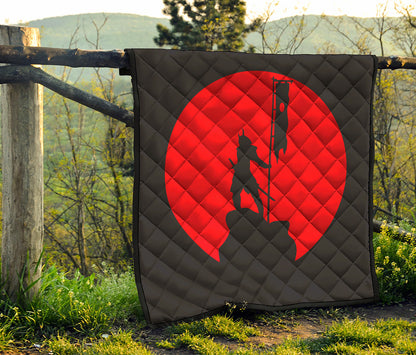 Red Sun Samurai Print Quilt