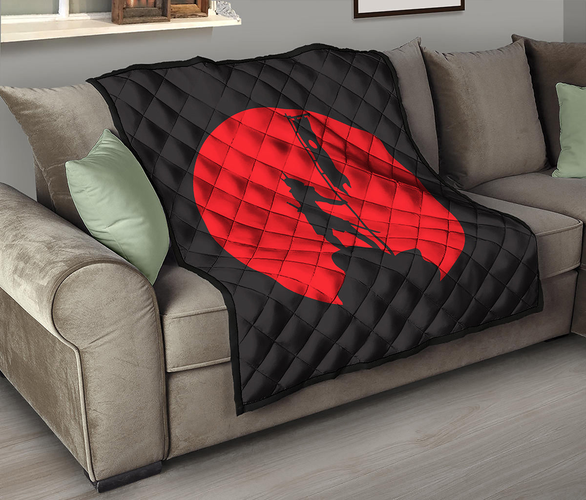 Red Sun Samurai Print Quilt