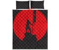 Red Sun Samurai Print Quilt Bed Set