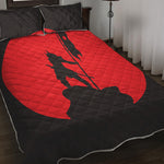 Red Sun Samurai Print Quilt Bed Set
