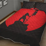 Red Sun Samurai Print Quilt Bed Set