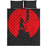 Red Sun Samurai Print Quilt Bed Set