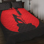 Red Sun Samurai Print Quilt Bed Set