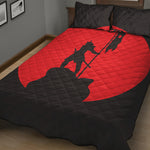 Red Sun Samurai Print Quilt Bed Set